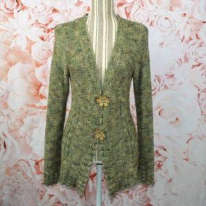 BCBG MaxAzria Cardigan Sweater Flower Buttons